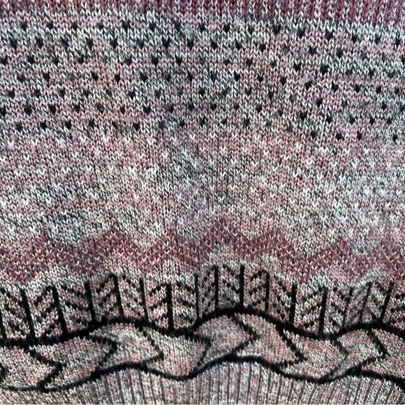 VTG Alexxus Exclusive Knit Grandpa Sweater Purple Geometric Fair Isle XL Taiwan - Picture 6 of 11